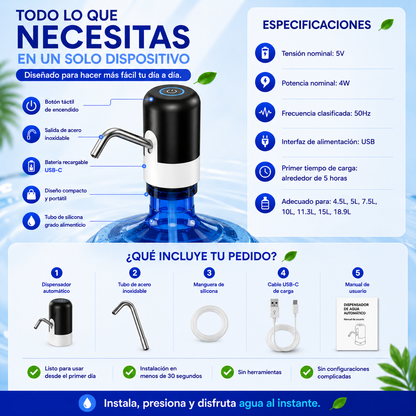 Dispensador de Agua Automático Portátil -  Para Botella de Galón Universal