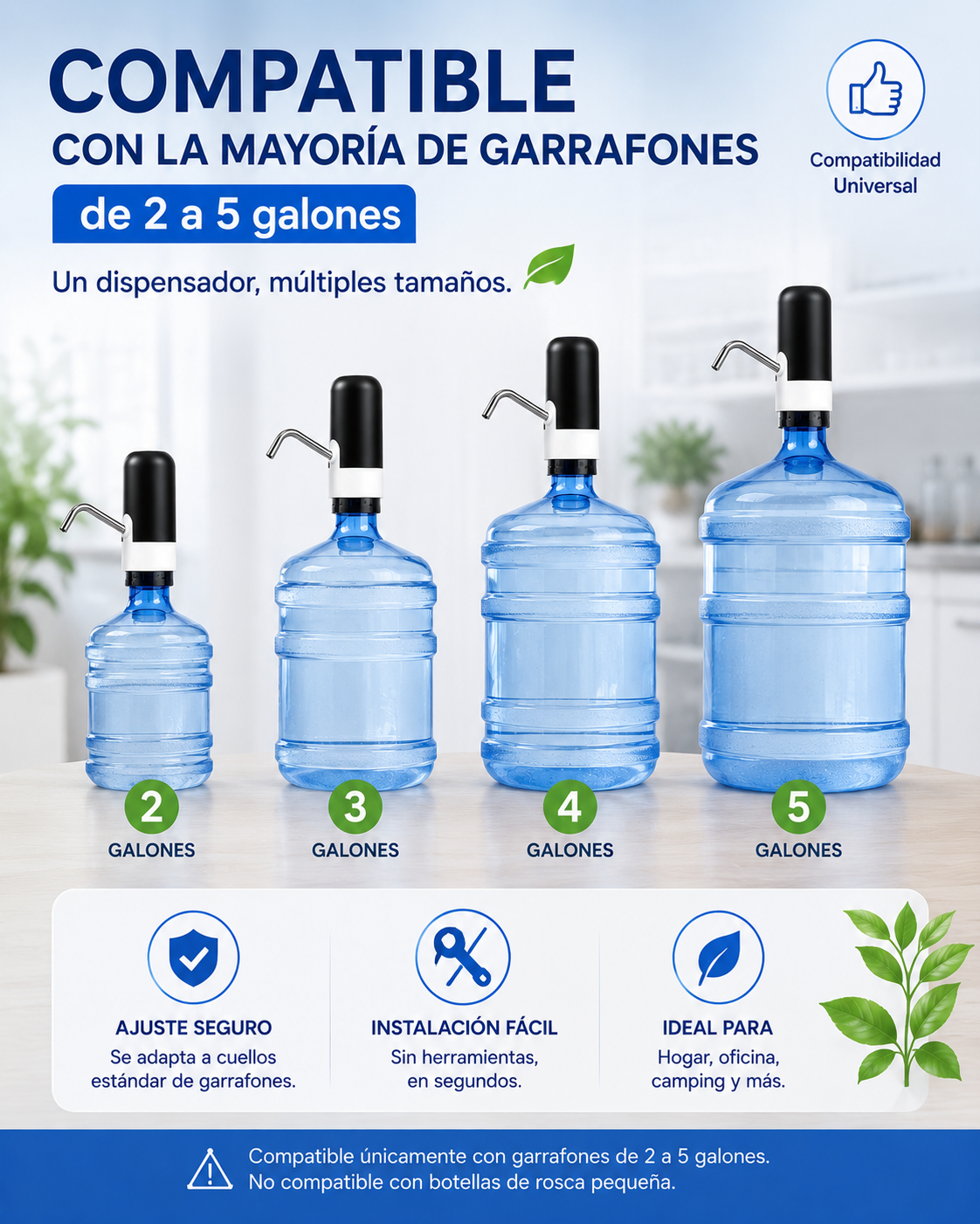 Dispensador de Agua Automático Portátil -  Para Botella de Galón Universal